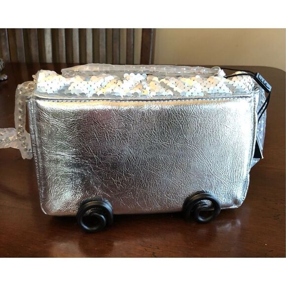 NICOLE MILLER - NWT - Silver Sequined & Vegan Leather Evening Bag. SPARKLY! ♥️ - Picture 13 of 16